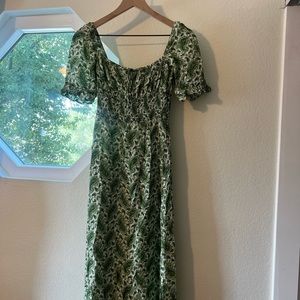 Faithfull the Brand Paisley Green Dress